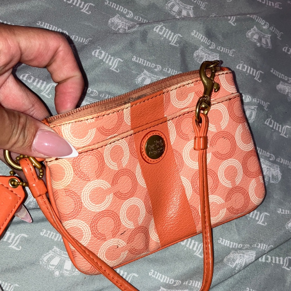 Coach Orange and Cream Wristlet